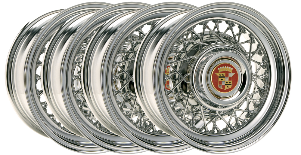 1953-1967 CADILLAC VINTAGE WIRE WHEELS 15 x 6 SET OF 4 (image for) 1953-1967 CADILLAC VINTAGE WIRE WHEELS 15 x 6 SET OF 4