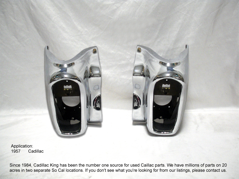 1957 1958 CADILLAC REAR BUMPER ENDS RECHROME PAIR (image for) 1957 1958 CADILLAC REAR BUMPER ENDS RECHROME PAIR